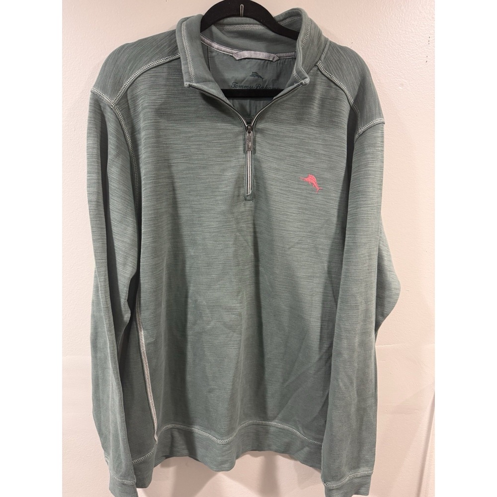 Tommy Bahama Sweatshirt Mens XL Green Tobago Bay Half Zip Pullover Logo